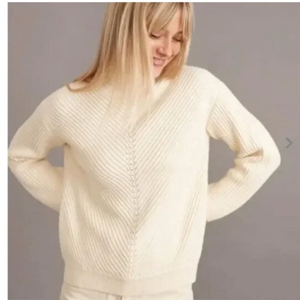 Marine Layer Cream Crew Neck Sweater EUC